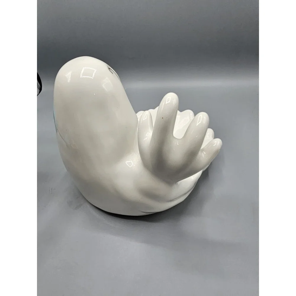 Vintage NCE 1992 Ghost Ceramic Halloween Candy Dish Bowl Boo! Lights Don't Work